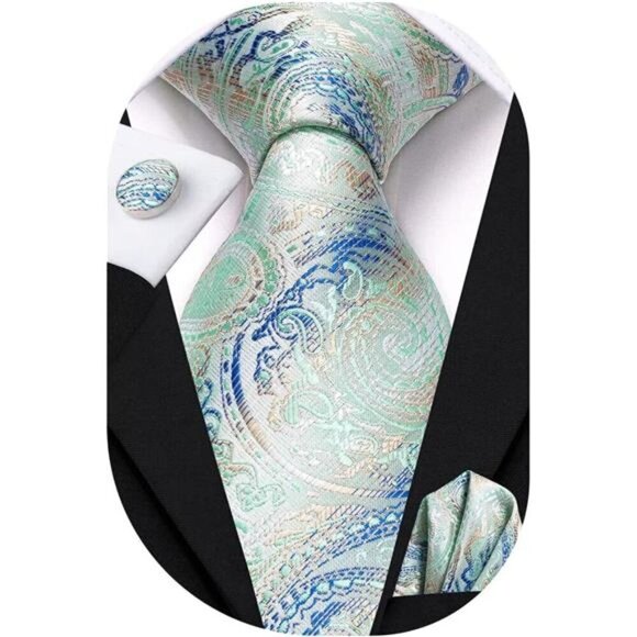 Other - Silk Paisley Ties for Men Mint Green Paisley